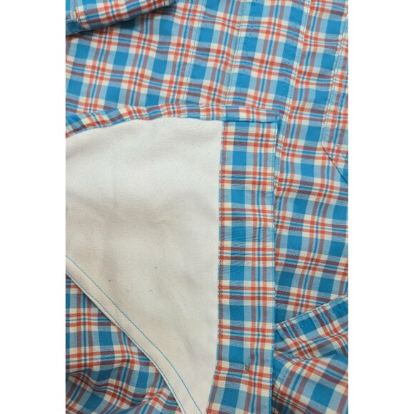 Orvis Mens Active Fit Plaid Button-Down Shirt Medium Blue/Orange Nylon/Polyester - Picture 7 of 10